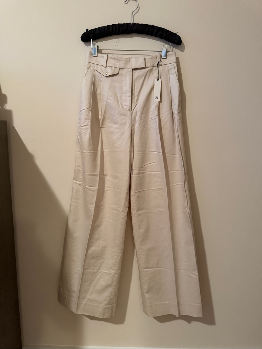 NWT Banana Republic Cruise Ivory Cotton & Lyocell Wide-Leg High-Rise Pants - Picture 2 of 12